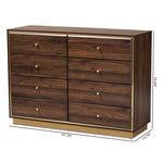 Load image into Gallery viewer, Baxton Studio Cormac Modern And Contemporary Walnut Brown Finished Wood And Gold Metal 8-Drawer Dresser
