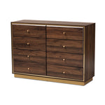 Load image into Gallery viewer, Baxton Studio Cormac Modern And Contemporary Walnut Brown Finished Wood And Gold Metal 8-Drawer Dresser
