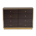 Load image into Gallery viewer, Baxton Studio Cormac Modern And Contemporary Espresso Brown Finished Wood And Gold Metal 8-Drawer Dresser
