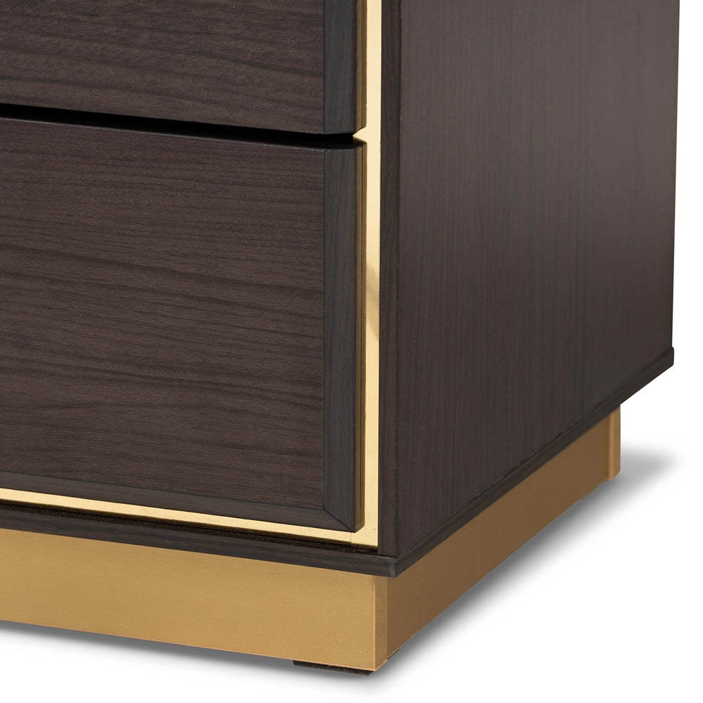 Baxton Studio Cormac Modern And Contemporary Espresso Brown Finished Wood And Gold Metal 8-Drawer Dresser