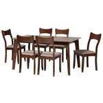 Load image into Gallery viewer, Baxton Studio Adreana Mid-Century Modern Warm Grey Fabric And Dark Brown Finished Wood 7-Piece Dining Set
