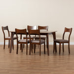 Load image into Gallery viewer, Baxton Studio Adreana Mid-Century Modern Warm Grey Fabric And Dark Brown Finished Wood 7-Piece Dining Set
