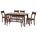 Load image into Gallery viewer, Baxton Studio Adreana Mid-Century Modern Warm Grey Fabric And Dark Brown Finished Wood 6-Piece Dining Set
