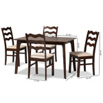 Load image into Gallery viewer, Baxton Studio Amara Mid-Century Modern Cream Fabric And Dark Brown Finished Wood 5-Piece Dining Set
