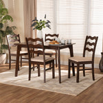 Load image into Gallery viewer, Baxton Studio Amara Mid-Century Modern Cream Fabric And Dark Brown Finished Wood 5-Piece Dining Set
