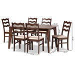 Load image into Gallery viewer, Baxton Studio Amara Mid-Century Modern Cream Fabric And Dark Brown Finished Wood 7-Piece Dining Set
