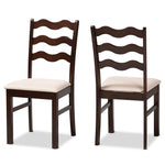 Load image into Gallery viewer, Baxton Studio Amara Mid-Century Modern Cream Fabric And Dark Brown Finished Wood 2-Piece Dining Chair Set
