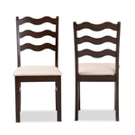 Load image into Gallery viewer, Baxton Studio Amara Mid-Century Modern Cream Fabric And Dark Brown Finished Wood 2-Piece Dining Chair Set
