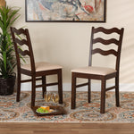 Load image into Gallery viewer, Baxton Studio Amara Mid-Century Modern Cream Fabric And Dark Brown Finished Wood 2-Piece Dining Chair Set
