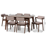 Load image into Gallery viewer, Baxton Studio Althea Mid-Century Modern Transitional Warm Grey Fabric And Dark Brown Finished Wood 7-Piece Dining Set
