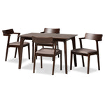 Load image into Gallery viewer, Baxton Studio Berenice Mid-Century Modern Transitional Warm Grey Fabric And Dark Brown Finished Wood 5-Piece Dining Set
