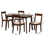 Load image into Gallery viewer, Baxton Studio Carola Mid-Century Modern Cream Fabric And Dark Brown Finished Wood 5-Piece Dining Set
