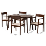 Load image into Gallery viewer, Baxton Studio Helene Mid-Century Modern Cream Fabric And Dark Brown Finished Wood 5-Piece Dining Set
