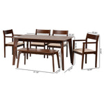 Load image into Gallery viewer, Baxton Studio Helene Mid-Century Modern Cream Fabric And Dark Brown Finished Wood 6-Piece Dining Set
