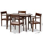 Load image into Gallery viewer, Baxton Studio Helene Mid-Century Modern Warm Grey Fabric And Dark Brown Finished Wood 5-Piece Dining Set
