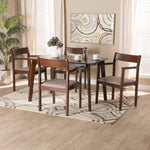 Load image into Gallery viewer, Baxton Studio Helene Mid-Century Modern Warm Grey Fabric And Dark Brown Finished Wood 5-Piece Dining Set
