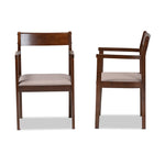 Load image into Gallery viewer, Baxton Studio Helene Mid-Century Modern Warm Grey Fabric And Dark Brown Finished Wood 2-Piece Dining Chair Set
