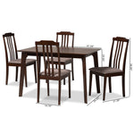 Load image into Gallery viewer, Baxton Studio Clarissa Mid-Century Modern Warm Grey Fabric And Dark Brown Finished Wood 5-Piece Dining Set
