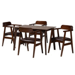 Load image into Gallery viewer, Baxton Studio Cleo Mid-Century Modern Espresso Fabric And Dark Brown Finished Wood 5-Piece Dining Set
