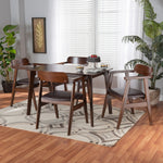 Load image into Gallery viewer, Baxton Studio Cleo Mid-Century Modern Espresso Fabric And Dark Brown Finished Wood 5-Piece Dining Set
