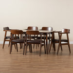 Load image into Gallery viewer, Baxton Studio Cleo Mid-Century Modern Espresso Fabric And Dark Brown Finished Wood 7-Piece Dining Set
