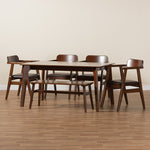 Load image into Gallery viewer, Baxton Studio Cleo Mid-Century Modern Espresso Fabric And Dark Brown Finished Wood 6-Piece Dining Set
