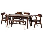 Load image into Gallery viewer, Baxton Studio Cleo Mid-Century Modern Espresso Fabric And Dark Brown Finished Wood 6-Piece Dining Set
