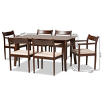 Load image into Gallery viewer, Baxton Studio Coretta Mid-Century Modern Cream Fabric And Dark Brown Finished Wood 7-Piece Dining Set
