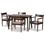 Load image into Gallery viewer, Baxton Studio Coretta Mid-Century Modern Warm Grey Fabric And Dark Brown Finished Wood 5-Piece Dining Set
