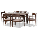 Load image into Gallery viewer, Baxton Studio Coretta Mid-Century Modern Warm Grey Fabric And Dark Brown Finished Wood 7-Piece Dining Set
