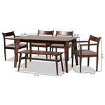 Load image into Gallery viewer, Baxton Studio Coretta Mid-Century Modern Warm Grey Fabric And Dark Brown Finished Wood 6-Piece Dining Set
