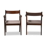 Load image into Gallery viewer, Baxton Studio Coretta Mid-Century Modern Warm Grey Fabric And Dark Brown Finished Wood 2-Piece Dining Chair Set
