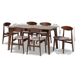 Load image into Gallery viewer, Baxton Studio Daria Mid-Century Modern Warm Grey Fabric And Dark Brown Finished Wood 7-Piece Dining Set
