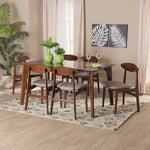 Load image into Gallery viewer, Baxton Studio Daria Mid-Century Modern Warm Grey Fabric And Dark Brown Finished Wood 7-Piece Dining Set
