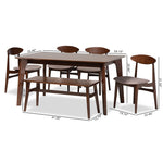 Load image into Gallery viewer, Baxton Studio Daria Mid-Century Modern Warm Grey Fabric And Dark Brown Finished Wood 6-Piece Dining Set
