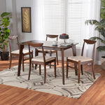 Load image into Gallery viewer, Baxton Studio Delphina Mid-Century Modern Cream Fabric And Dark Brown Finished Wood 5-Piece Dining Set
