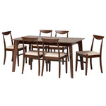 Load image into Gallery viewer, Baxton Studio Delphina Mid-Century Modern Cream Fabric And Dark Brown Finished Wood 7-Piece Dining Set
