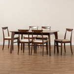 Load image into Gallery viewer, Baxton Studio Delphina Mid-Century Modern Cream Fabric And Dark Brown Finished Wood 7-Piece Dining Set
