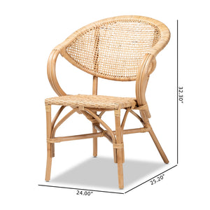 Baxton Studio Varick Modern Bohemian Natural Brown Finished Rattan Dining Chair