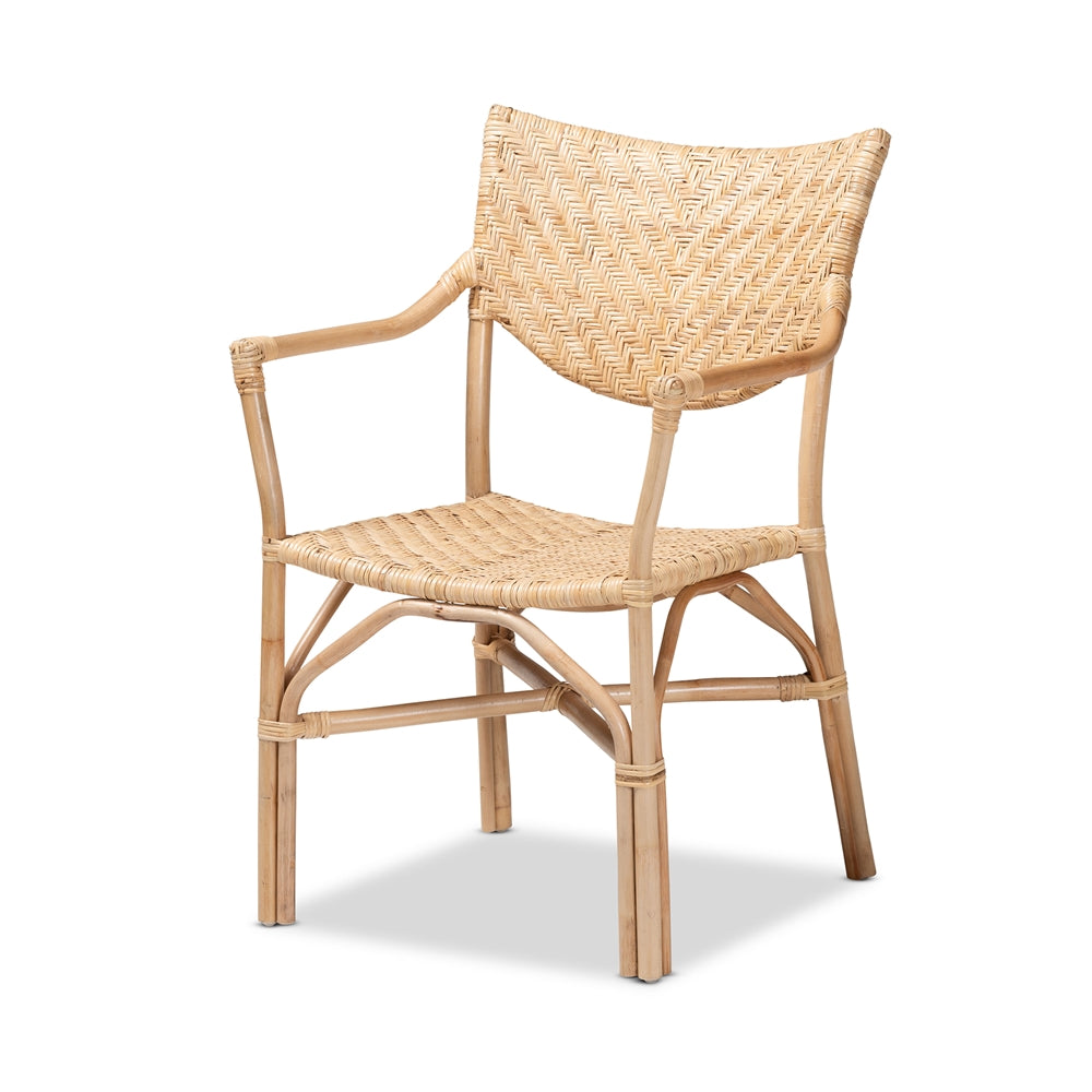 Baxton Studio Damani Modern Bohemian Natural Brown Finished Rattan Dining Chair