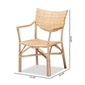 Baxton Studio Damani Modern Bohemian Natural Brown Finished Rattan Dining Chair