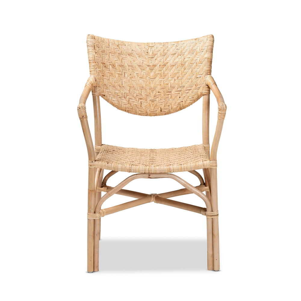 Baxton Studio Damani Modern Bohemian Natural Brown Finished Rattan Dining Chair