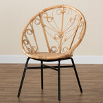 Load image into Gallery viewer, Baxton Studio Zenaida Modern Bohemian Natural Brown Rattan And Black Metal Chair
