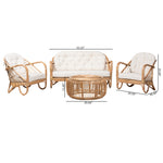 Load image into Gallery viewer, Baxton Studio Aliane Modern Bohemian Natural Brown Antique Rattan 4-Piece Living Room Set
