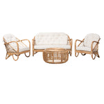 Load image into Gallery viewer, Baxton Studio Aliane Modern Bohemian Natural Brown Antique Rattan 4-Piece Living Room Set
