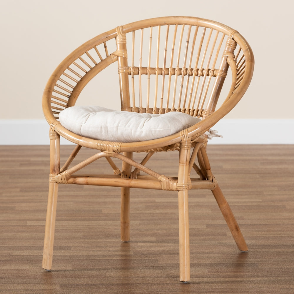 Baxton Studio Adrina Modern Bohemian Natural Brown Rattan Dining Chair