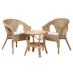 Load image into Gallery viewer, Baxton Studio Abbey Modern Bohemian Natural Brown Antique Rattan 3-Piece Living Room Set
