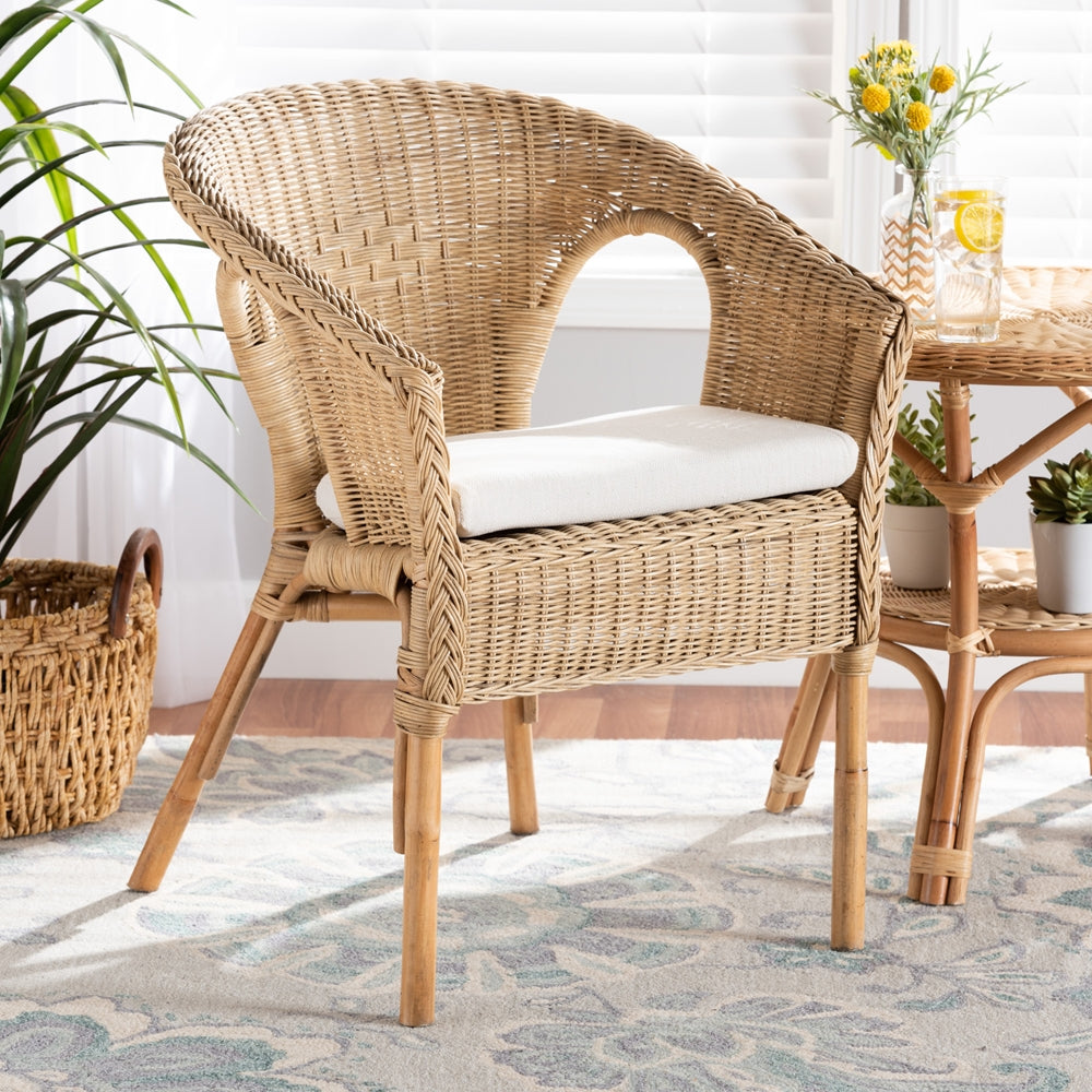 Baxton Studio Abbey Modern Bohemian Natural Brown Antique Rattan Dining Chair