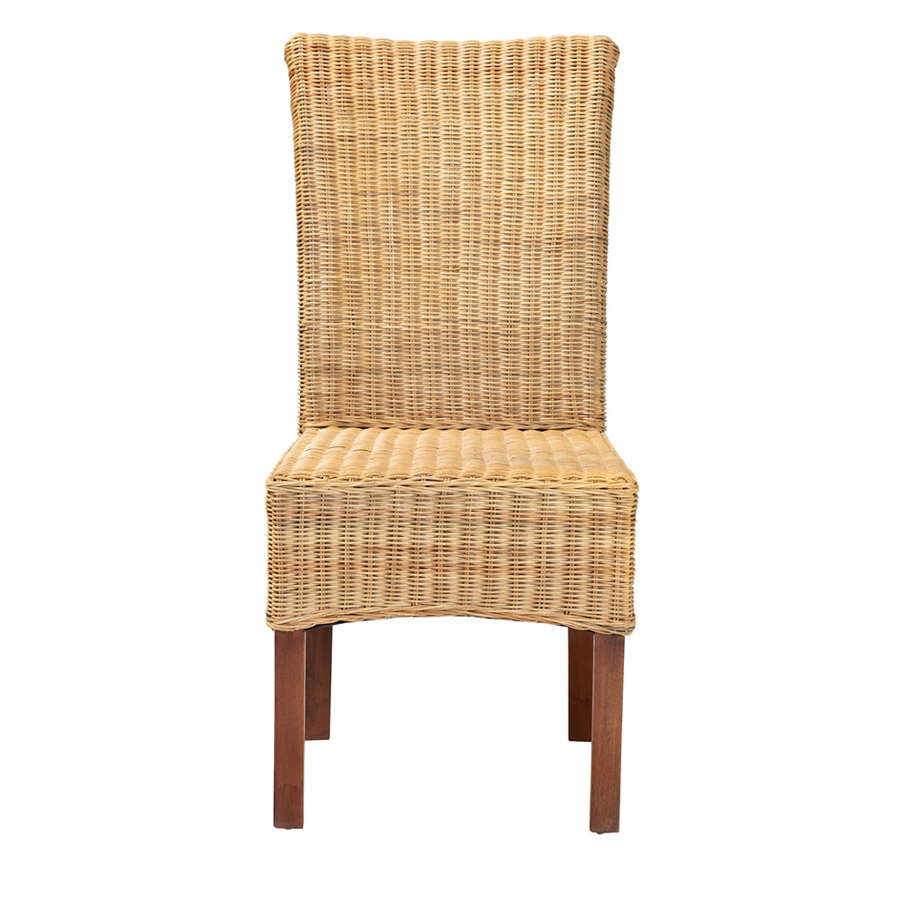 Baxton Studio Shamara Modern Bohemian Natural Rattan And Mahogany Wood Dining Chair