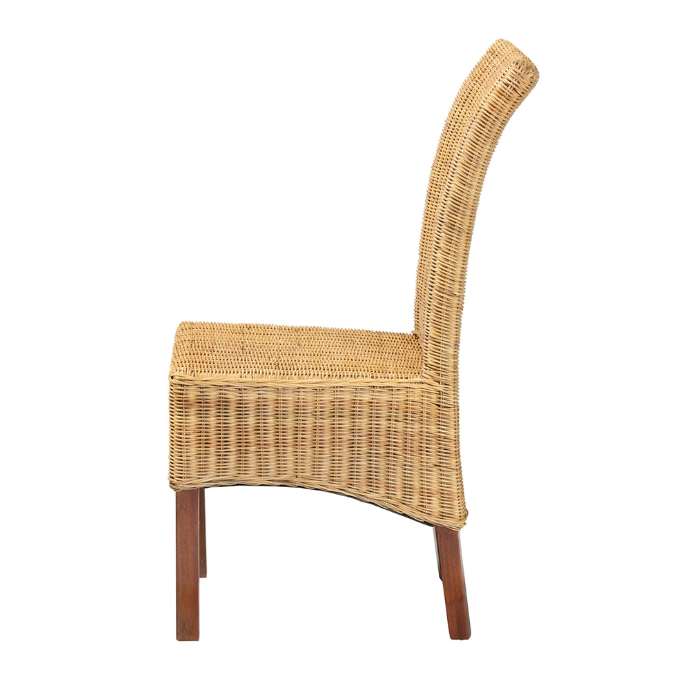 Baxton Studio Shamara Modern Bohemian Natural Rattan And Mahogany Wood Dining Chair